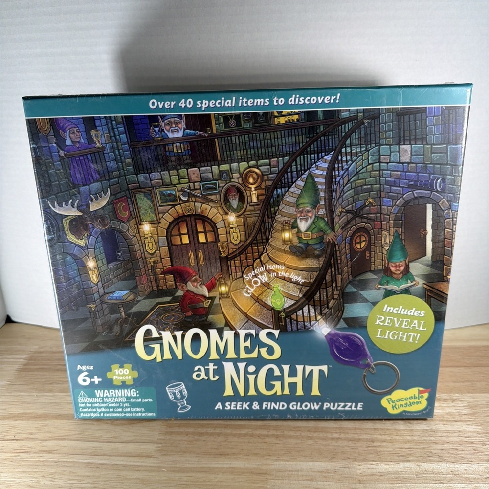 Mindware Glow, Seek & Find Puzzle Gnomes At Night 100 Pcs Reveal Light  Complete